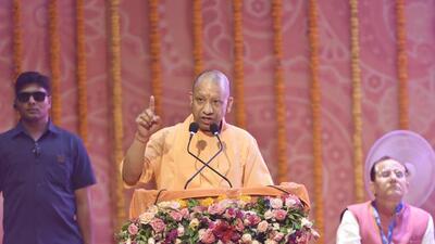 UP CM Yogi Adityanath during the launch of a book ‘Bharatvarsh ki Swarnabha Narendra Modi’ in Ghaziabad on Friday. (Sakib Ali /HT PHOTO) UP CM Yogi Adityanath during the launch of a book ‘Bharatvarsh ki Swarnabha Narendra Modi’ in Ghaziabad on Friday. (Sakib Ali /HT PHOTO)