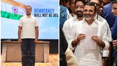 L: Congress leader and MP Rahul Gandhi | R: BJP leader Nishikant Dubey. (X/@RahulGandhi and @nishikant_dubey) L: Congress leader and MP Rahul Gandhi | R: BJP leader Nishikant Dubey. (X/@RahulGandhi and @nishikant_dubey)