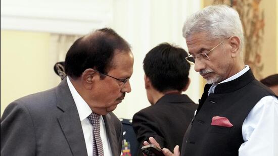 New Delhi: External Affairs Minister S. Jaishankar (right) and NSA Ajit Doval at Hyderabad House in New Delhi (PTI FILE PHOTO)