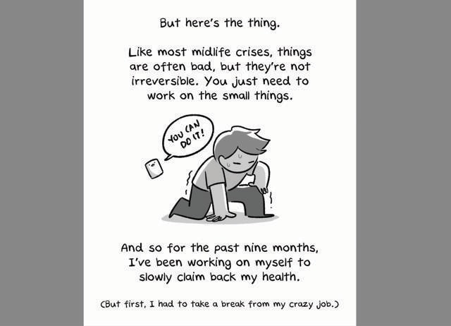 Midlifers today are making memes and making do. Plus, no matter what, there’s room to start afresh. (HE RUIMING AND WEI CHOON GOH/ THE WOKE SALARYMAN) Midlifers today are making memes and making do. Plus, no matter what, there’s room to start afresh. (HE RUIMING AND WEI CHOON GOH/ THE WOKE SALARYMAN)