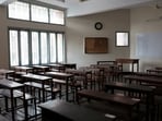 An empty classroom of a school.
