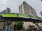 On September 15, a monorail train stalled on a curve between two stations amid heavy rain, necessitating the rescue of 17 passengers (Raju Shinde/ HT Photo) On September 15, a monorail train stalled on a curve between two stations amid heavy rain, necessitating the rescue of 17 passengers (Raju Shinde/ HT Photo)
