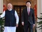 Prime Minister Narendra Modi and Singapore Prime Minister Lawrence Wong prior to their meeting at the Hyderabad House, in New Delhi (PMO)