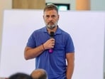 Congress leader Rahul Gandhi during an interaction with party's district presidents in Junagadh, Gujarat. Congress leader Rahul Gandhi during an interaction with party's district presidents in Junagadh, Gujarat.