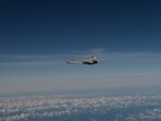 A still photo published by Swedish armed forces that it says shows a Russian mig-31 fighter jet that took part in the violation of Estonian airspace. 