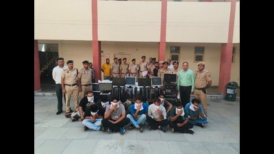 Accused in police custody in Kurukshetra on Saturday. (HT Photo)