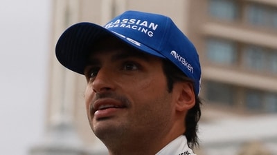 Carlos Sainz expressed his happiness after reaching the P2 position at the Azerbaijan Grand Prix. (REUTERS)