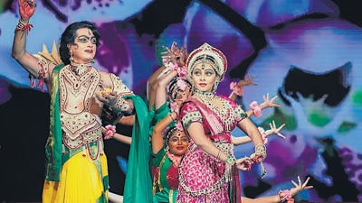 Organisers said a scene of Ram’s birth has been incorporated after a gap of more than 15 years. The background animation has also been reworked this year. (HT Photo) Organisers said a scene of Ram’s birth has been incorporated after a gap of more than 15 years. The background animation has also been reworked this year. (HT Photo)