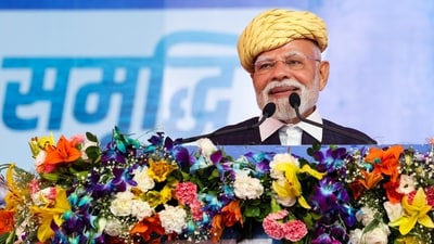 Prime Minister Narendra Modi addresses the gathering during the 'Samudra se Samruddhi' event at Gandhi Maidan, in Bhavnagar, Gujarat. (PMO/PTI) Prime Minister Narendra Modi addresses the gathering during the 'Samudra se Samruddhi' event at Gandhi Maidan, in Bhavnagar, Gujarat. (PMO/PTI)