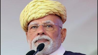 Prime Minister Narendra Modi at an event in Bhavnagar from where he launched several projects, including those for Varanasi. (ANI PHOTO ) Prime Minister Narendra Modi at an event in Bhavnagar from where he launched several projects, including those for Varanasi. (ANI PHOTO )