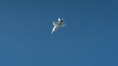 A still photo published by Swedish armed forces that it says shows a Russian mig-31 fighter jet that took part in the violation of Estonian airspace. (via REUTERS)
