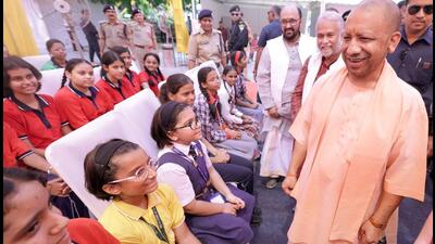 Uttar Pradesh chief minister Yogi Adityanath at the Gomti Book Festival in Lucknow on Saturday. (HT Photo) Uttar Pradesh chief minister Yogi Adityanath at the Gomti Book Festival in Lucknow on Saturday. (HT Photo)