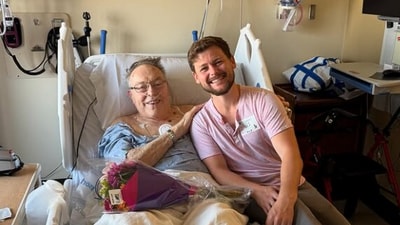 Drew Lynch visited Mr Wende who suffered a cardiac arrest during the comedian's Spokane show. (Instagram) Drew Lynch visited Mr Wende who suffered a cardiac arrest during the comedian's Spokane show. (Instagram)