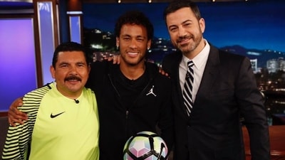 Jimmy Kimmel, seen on the extreme right, reportedly named his son 'Billy' after Guillermo Rodriguez, pictured on the left of Neymar (Facebook/Guillermo ) Jimmy Kimmel, seen on the extreme right, reportedly named his son 'Billy' after Guillermo Rodriguez, pictured on the left of Neymar (Facebook/Guillermo )