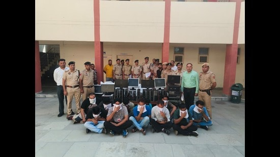Accused in police custody in Kurukshetra on Saturday. (HT Photo)