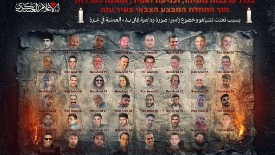 In the poster released by Hamas, images of the remaining 48 Israeli captives were shared, each captioned as "Ron Arad", a reference to the Israeli air force captain who went missing in 1986 in Lebanon.
