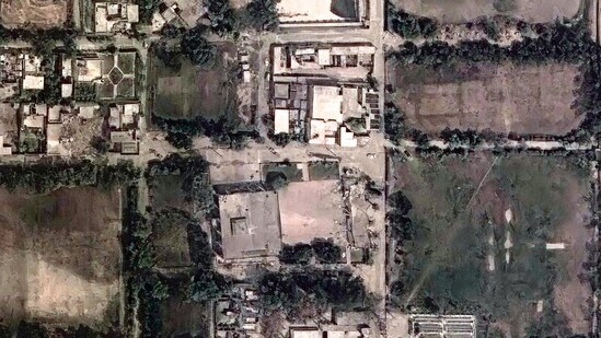 The satellite image shows Markaz Taiba following airstrikes by India in Pakistan's Muridke on May 7 under Operation Sindoor. (Maxar Technologies/REUTERS)