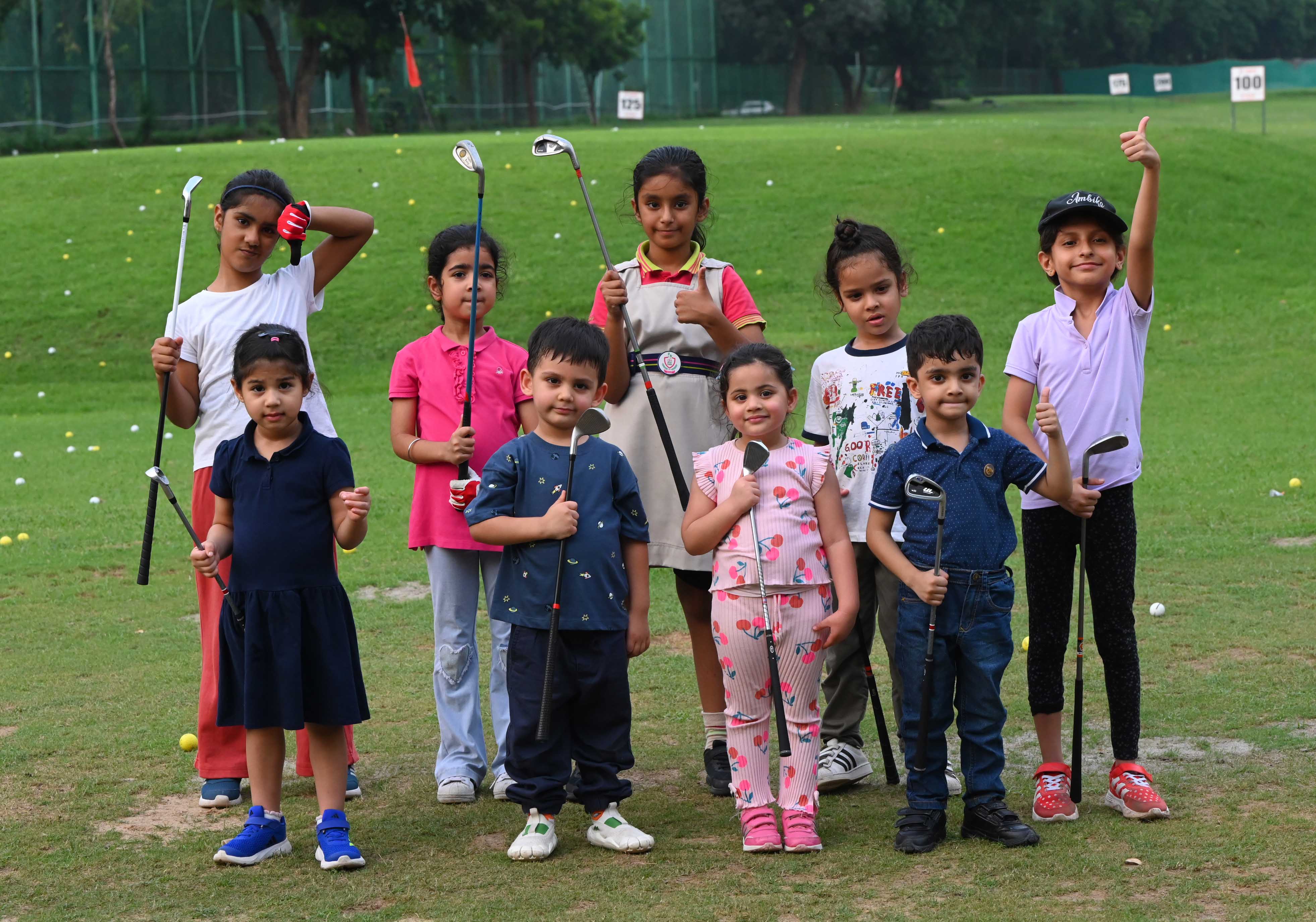 children as young as three to five are finding their footing on the green under the academy’s guidance. (Keshav Singh/HT) children as young as three to five are finding their footing on the green under the academy’s guidance. (Keshav Singh/HT)