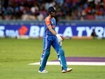 India's Shubman Gill walks to the pavilion after he is stumped by Pakistan's Mohammad Haris off the bowling of Saim Ayub