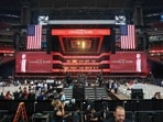 Attendees gather in the stands as media set up ahead of the memorial service for political activist Charlie Kirk at State Farm Stadium on September 21, 2025 in Glendale, Arizona. Attendees gather in the stands as media set up ahead of the memorial service for political activist Charlie Kirk at State Farm Stadium on September 21, 2025 in Glendale, Arizona.