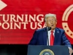 U.S. President Donald Trump spoke during a memorial service for slain conservative commentator Charlie Kirk.
