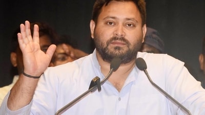 Leader of Opposition Tejashwi Yadav addressing an event in Patna (HT File Photo)