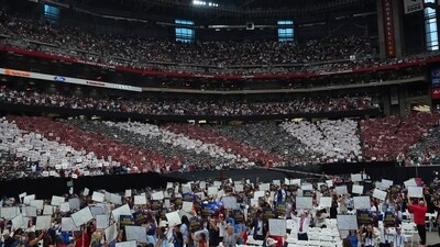 Supporters attend a memorial service for Charlie Kirk, Sunday, Sept. 21, 2025, at State Farm Stadium in Glendale, Ariz. (AP) Supporters attend a memorial service for Charlie Kirk, Sunday, Sept. 21, 2025, at State Farm Stadium in Glendale, Ariz. (AP)