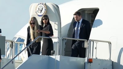 Vice President JD Vance, right, Second Lady Usha Vance, center, and Erika Kirk deplane Air Force Two, carrying the body of Charlie Kirk (AP) Vice President JD Vance, right, Second Lady Usha Vance, center, and Erika Kirk deplane Air Force Two, carrying the body of Charlie Kirk (AP)