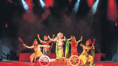 Final rehearsals for the dance-drama at Shriram Bharatiya Kala Kendra on Sunday. (Arvind Yadav/HT Photo) Final rehearsals for the dance-drama at Shriram Bharatiya Kala Kendra on Sunday. (Arvind Yadav/HT Photo)