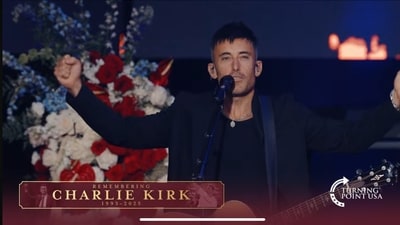 Phil Wickham performs emotional hymn at Charlie Kirk Memorial as thousands gather. (YouTube/Turning Point USA) Phil Wickham performs emotional hymn at Charlie Kirk Memorial as thousands gather. (YouTube/Turning Point USA)