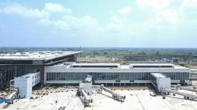 Noida International Airport under construction on Sunday. (PTI) Noida International Airport under construction on Sunday. (PTI)