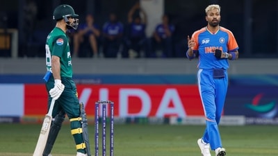 After Fakhar Zaman got off to a fast start, Hardik Pandya bit back with his wicket. It was somewhat controversial regarding whether Sanju Samson caught it cleanly, but the third umpire's decision saw the back of the left-hander. (Creimas/Asian Cricket Council) After Fakhar Zaman got off to a fast start, Hardik Pandya bit back with his wicket. It was somewhat controversial regarding whether Sanju Samson caught it cleanly, but the third umpire's decision saw the back of the left-hander. (Creimas/Asian Cricket Council)