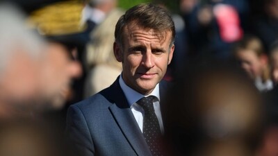 Macron also spoke out strongly against any plans to displace Palestinians from Gaza -- which they want to be part of a future sovereign state -- when rebuilding the territory. (AFP)