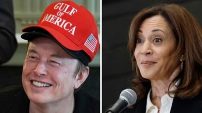 Elon Musk shared a 2019 tweet from Kamala Harris calling for Trump’s Twitter account to be suspended, amid her defense of Jimmy Kimmel’s suspension. (AFP, Getty images via AFP) Elon Musk shared a 2019 tweet from Kamala Harris calling for Trump’s Twitter account to be suspended, amid her defense of Jimmy Kimmel’s suspension. (AFP, Getty images via AFP)