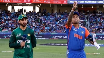 Salman Ali Agha and Suryakumar Yadav during the toss in super four of Asia Cup 2025 (@ESPNcricinfo/x.com) Salman Ali Agha and Suryakumar Yadav during the toss in super four of Asia Cup 2025 (@ESPNcricinfo/x.com)
