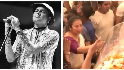 Zubeen Garg's wife was seen beside the mortal remains of the late singer. Zubeen Garg's wife was seen beside the mortal remains of the late singer.