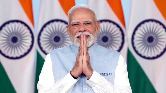 New Delhi, Sep 21 (ANI): Prime Minister Narendra Modi greets before addressing the nation, in New Delhi on Sunday. (DD/ANI Video Grab) (DD)