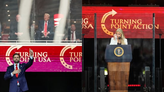 Charlie Kirk funeral Highlights: Erik Kirk, wife of Charlie Kirk takes to stage after JD Vance paid his tribute to TPUSA's boss. President Donald Trump is expected to close the service with an address to the crowd. Charlie Kirk funeral Highlights: Erik Kirk, wife of Charlie Kirk takes to stage after JD Vance paid his tribute to TPUSA's boss. President Donald Trump is expected to close the service with an address to the crowd.