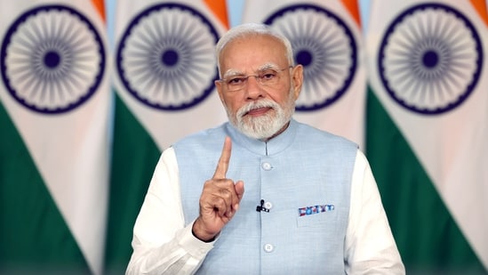 Prime Minister Narendra Modi also asked shopkeepers to focus on retailing made-in-India products. (DPR PMO)