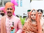 Himachal Pradesh minister Vikramaditya Singh with Amreen Kaur Sekhon after their wedding in Chandigarh on Monday. (Ravi Kumar/HT) Himachal Pradesh minister Vikramaditya Singh with Amreen Kaur Sekhon after their wedding in Chandigarh on Monday. (Ravi Kumar/HT)