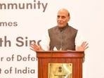 Union Defence Minister Rajnath Singh addresses members of the Indian community, in Rabat, Morocco. Union Defence Minister Rajnath Singh addresses members of the Indian community, in Rabat, Morocco.