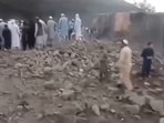 Videos shared on social media platforms showed injured children lying on makeshift beds as locals around assessed the damage. Videos shared on social media platforms showed injured children lying on makeshift beds as locals around assessed the damage.