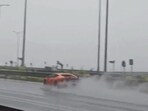 The Lamborghini crash took place at around 9.30 am on Sunday, when the road was slick from an early downpour. The Lamborghini crash took place at around 9.30 am on Sunday, when the road was slick from an early downpour.