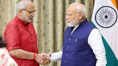 Prime Minister Narendra Modi with Vice President CP Radhakrishnan after the latter's swearing-in ceremony. ( Photo: PMO)