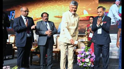 Andhra Pradesh chief minister N Chandrababu Naidu on Monday appealed to young technocrats to become partners in developing Swadeshi technology. (HT PHOTO) Andhra Pradesh chief minister N Chandrababu Naidu on Monday appealed to young technocrats to become partners in developing Swadeshi technology. (HT PHOTO)