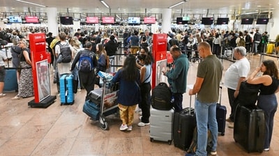 Brussels Airport cancelled 50 of Sunday's 257 scheduled departures to avoid long queues and last-minute cancellations. (AP) Brussels Airport cancelled 50 of Sunday's 257 scheduled departures to avoid long queues and last-minute cancellations. (AP)