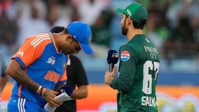 After last weekend's handshake-gate incident, there wasn't much change in formalities at the toss, as it was the total cold shoulder treatment from Suryakumar Yadav and Salman Agha towards one another. On this occasion, Agha did speak at the post-match presentation, marking the only change from how the match went last Sunday. (AP) After last weekend's handshake-gate incident, there wasn't much change in formalities at the toss, as it was the total cold shoulder treatment from Suryakumar Yadav and Salman Agha towards one another. On this occasion, Agha did speak at the post-match presentation, marking the only change from how the match went last Sunday. (AP)