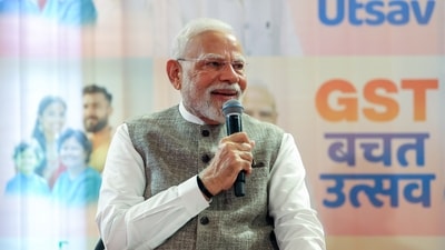 Prime Minister Narendra Modi during his interaction with local retailers and traders, upon his visit to an exhibition, in Itanagar, on Monday. (ANI) Prime Minister Narendra Modi during his interaction with local retailers and traders, upon his visit to an exhibition, in Itanagar, on Monday. (ANI)