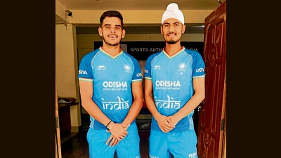 Hockey players Rohit, who will lead the Indian team in Malaysia, and Bikramjit Singh. (HT)