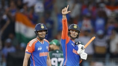L for last laugh? Abhishek Sharma put up a belligerent 74 in just 39 deliveries, whacking five sixes that made the Pakistan supporters quieter and quieter, the Indian faithful louder and louder. “The way they were coming at us without any reason, I didn't like it at all,” said Abhishek as he accepted his player of the match award. (HT_PRINT) L for last laugh? Abhishek Sharma put up a belligerent 74 in just 39 deliveries, whacking five sixes that made the Pakistan supporters quieter and quieter, the Indian faithful louder and louder. “The way they were coming at us without any reason, I didn't like it at all,” said Abhishek as he accepted his player of the match award. (HT_PRINT)